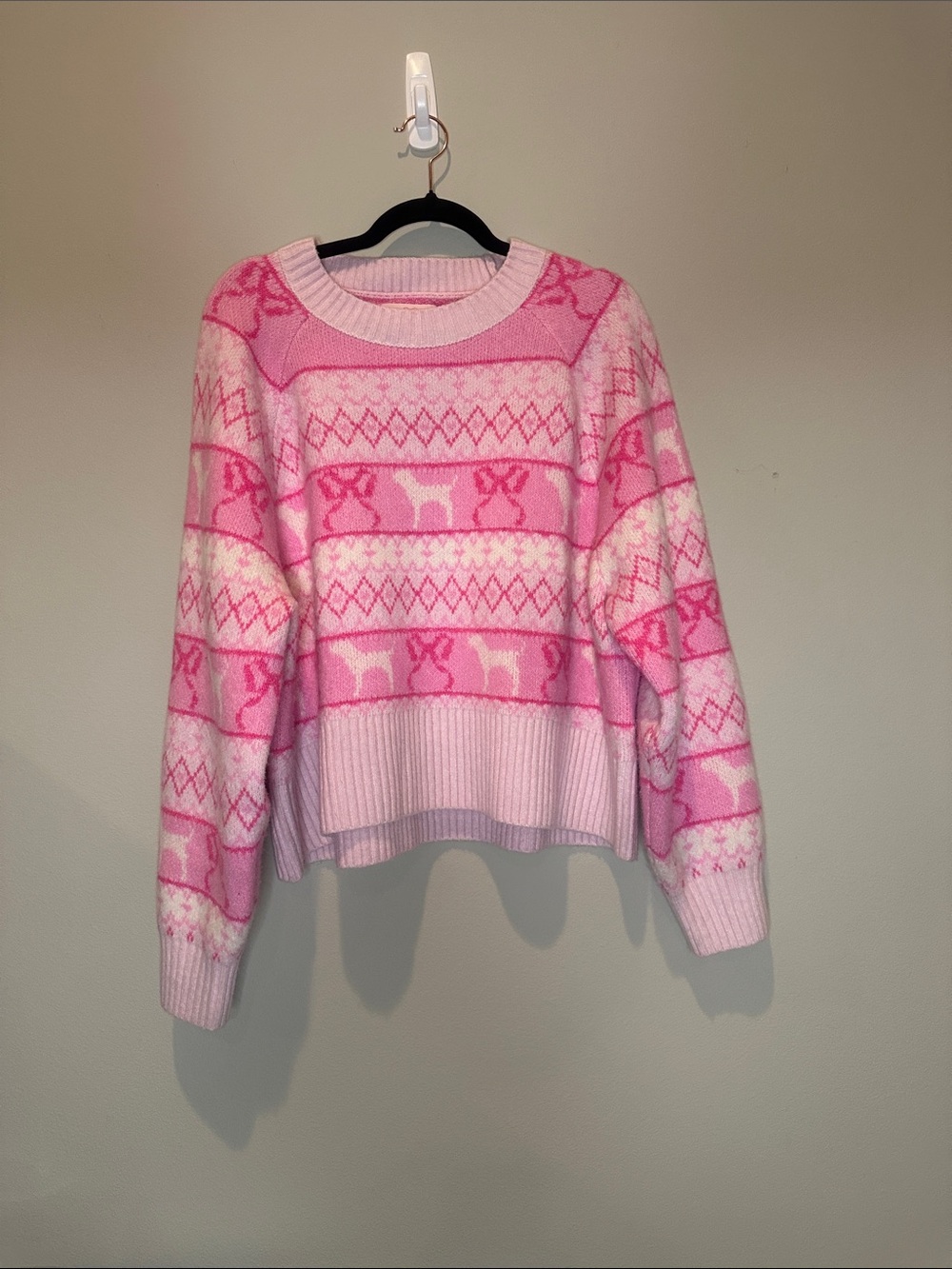 LoveShackFancy / Pink Fair Isle Crewneck Sweater
